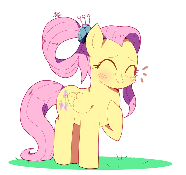 Size: 1700x1600 | Tagged: safe, artist:stuwor-art, derpibooru import, fluttershy, pegasus, pony, the last problem, blushing, cute, cutie mark, eyes closed, female, mare, older, older fluttershy, shyabetes, smiling, solo