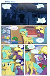 Size: 1920x2924 | Tagged: safe, artist:jeremy3, derpibooru import, sunshower raindrops, oc, oc:valentine, earth pony, pegasus, pony, comic:behind me, alternate universe, book, comic, globe, hourglass, trophy