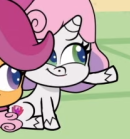 Size: 130x139 | Tagged: safe, derpibooru import, screencap, scootaloo, sweetie belle, pegasus, pony, unicorn, my little pony: pony life, animation error, cropped, cutie mark, female, filly, great moments in animation, the cmc's cutie marks, wat