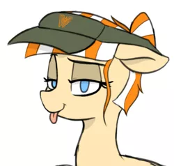 Size: 765x727 | Tagged: safe, artist:pinkberry, derpibooru import, oc, oc:patty melt, earth pony, :p, colored sketch, drawpile, female, looking at you, mare, simple background, simple shading, sketch, solo, tongue out, visor, whataburger, white background