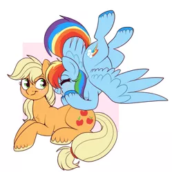 Size: 705x707 | Tagged: source needed, safe, artist:lulubell, banned from derpibooru, deleted from derpibooru, derpibooru import, applejack, rainbow dash, earth pony, pegasus, pony, appledash, blushing, female, image, lesbian, png, shipping, squishy cheeks