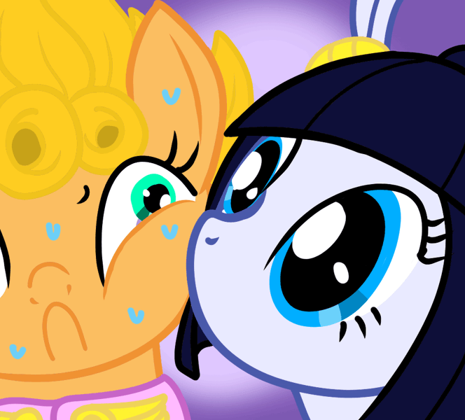 Size: 1023x924 | Tagged: safe, artist:thurder2020, derpibooru import, ponified, pony, animated, bruno buccellati, fluffle puffing, gif, giorno giovanna, jojo's bizarre adventure, licking, tongue out
