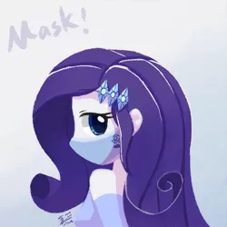 Size: 800x800 | Tagged: safe, artist:howxu, derpibooru import, rarity, equestria girls, coronavirus, covid-19, face mask, female, looking at you, looking back, looking back at you, mask, solo