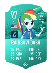 Size: 620x874 | Tagged: safe, derpibooru import, rainbow dash, equestria girls, eqg promo pose set, fifa, football, fut draft, simple background, solo, sports, transparent background