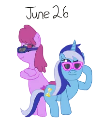 Size: 1280x1517 | Tagged: artist:horroraceman93, berrygate, berry punch, berryshine, derpibooru import, female, glasses, lesbian, minuette, pride month, safe, shipping, simple background, transparent background