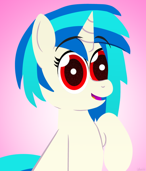 Size: 5658x6600 | Tagged: safe, artist:agkandphotomaker2000, derpibooru import, vinyl scratch, pony, unicorn, cute, female, lineless, lineless art, looking at you, mare, open mouth, raised hoof, simple background, solo, vinylbetes