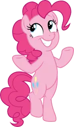 Size: 3000x5114 | Tagged: safe, artist:cloudyglow, derpibooru import, pinkie pie, earth pony, pony, a trivial pursuit, .ai available, bipedal, cute, diapinkes, female, high res, mare, simple background, smiling, smirk, solo, transparent background, vector