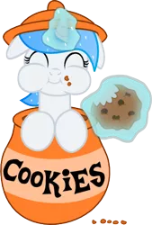 Size: 285x421 | Tagged: safe, artist:turrntechgodhead, derpibooru import, oc, oc:white flare, unofficial characters only, alicorn, pony, alicorn oc, cookie, cookie jar, floppy ears, food, horn, puffy cheeks, simple background, solo, transparent background, wings