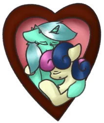 Size: 1231x1444 | Tagged: safe, artist:llametsul, derpibooru import, bon bon, lyra heartstrings, sweetie drops, earth pony, pony, unicorn, adorabon, chest fluff, couple, cuddling, cute, eyes closed, female, horn, hug, lesbian, lyrabetes, lyrabon, mare, picture, picture frame, shipping, simple background, transparent background