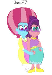 Size: 1280x1820 | Tagged: safe, artist:horroraceman93, derpibooru import, cup cake, spoiled rich, equestria girls, afro, crying, downvote bait, equestria girls-ified, female, infidelity, lesbian, pregnant, pregnant equestria girls, pride month, shipping, simple background, spoiledcake, tears of joy, transparent background