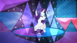 Size: 3840x2160 | Tagged: safe, artist:laszlvfx, artist:negatif22, derpibooru import, edit, rarity, pony, one eye closed, solo, wallpaper, wallpaper edit, wink