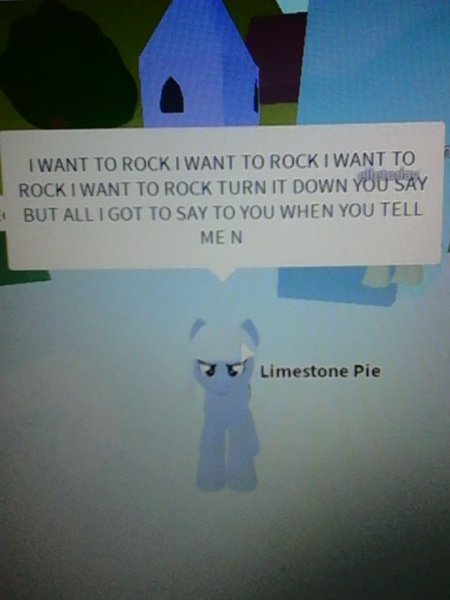 Size: 1200x1600 | Tagged: derpibooru import, i wanna rock, limestone pie, my little pony: roleplay is magic, roblox, rock and roll, safe, screencap, twisted sister