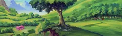 Size: 3040x900 | Tagged: bird, composite screencap, derpibooru import, dream valley, edit, edited screencap, g1, house, my little pony 'n friends, net, panorama, paradise estate, penna, pluma, safe, screencap, the ghost of paradise estate, tree, valley