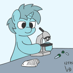 Size: 800x800 | Tagged: safe, artist:vohd, derpibooru import, oc, unofficial characters only, pony, unicorn, animated, compound microscope, frame by frame, microscope, simple background