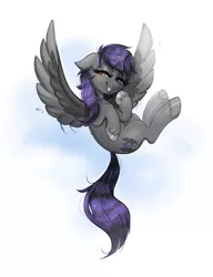 Size: 1355x1760 | Tagged: safe, artist:confetticakez, derpibooru import, oc, oc:rune riddle, unofficial characters only, pegasus, pony, abstract background, cute, female, flying, laughing, mare, solo