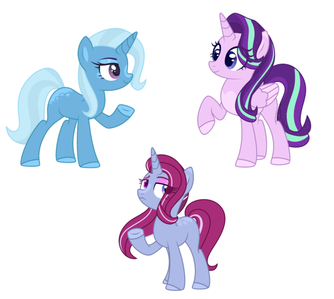 Size: 1280x1146 | Tagged: safe, artist:scarletrosetheartist, derpibooru import, starlight glimmer, trixie, oc, alicorn, unicorn, alicornified, female, lesbian, magical lesbian spawn, offspring, parent:starlight glimmer, parent:trixie, parents:startrix, race swap, shipping, simple background, starlicorn, startrix, transparent background, xk-class end-of-the-world scenario