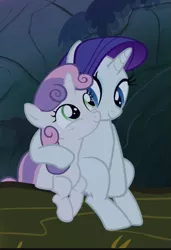 Size: 379x554 | Tagged: cropped, cuddling, cute, derpibooru import, diasweetes, duo, female, raribetes, rarity, safe, screencap, siblings, sisterbetes, sisters, sitting, sleepless in ponyville, smiling, sweetie belle