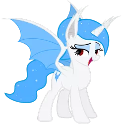 Size: 2438x2460 | Tagged: safe, artist:magister39, derpibooru import, oc, oc:white flare, unofficial characters only, alicorn, bat pony, pony, alicorn oc, bat pony oc, bat wings, horn, simple background, solo, transparent background, wings