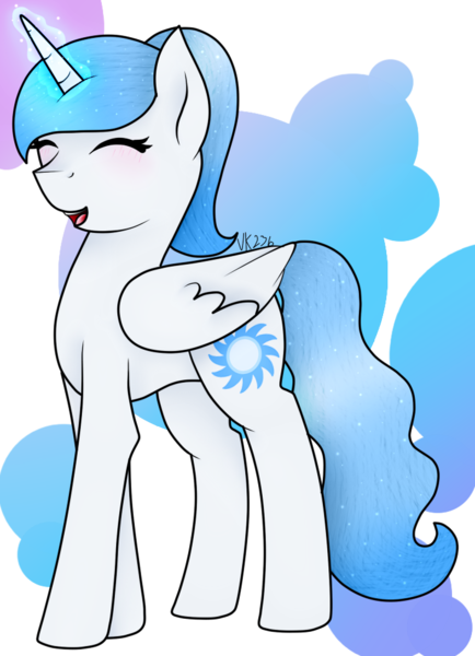 Size: 724x1000 | Tagged: safe, artist:cinnamonaurora, derpibooru import, oc, oc:white flare, alicorn, pony, alicorn oc, horn, solo, wings