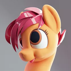 Size: 1600x1600 | Tagged: safe, artist:mortarroad, derpibooru import, oc, pony, 3d, :p, blender, blender cycles, bust, cross-eyed, cute, disguise, disguised changeling, male, mlem, not scootaloo, poem in the description, portrait, silly, simple background, solo, stallion, tongue out