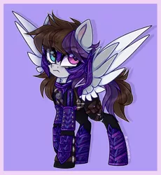 Size: 2331x2529 | Tagged: armor, artist:_spacemonkeyz_, derpibooru import, female, heterochromia, mare, night guard, night guard armor, oc, oc:nightfall, pegasus, safe, scar, solo