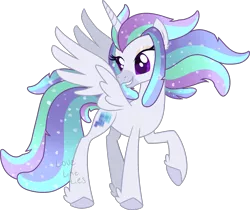 Size: 2465x2070 | Tagged: agender, alicorn, artist:lovelikelies, base used, derpibooru import, flowing mane, hippogriff, hybrid, interspecies offspring, magical lesbian spawn, next generation, oc, oc:princess borealis, offspring, parent:princess celestia, parent:queen novo, parents:novolestia, safe, simple background, solo, sparkles, transparent background, unofficial characters only