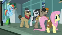 Size: 1920x1080 | Tagged: biff, daring doubt, derpibooru import, doctor caballeron, fluttershy, henchmen, rainbow dash, rogue (character), safe, screencap, withers
