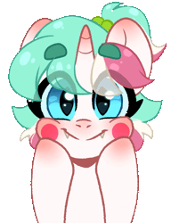 Size: 755x981 | Tagged: safe, artist:cottonsweets, derpibooru import, oc, oc:cottonsweets, ponified, unofficial characters only, candy pony, cat, cat pony, food pony, original species, pony, unicorn, :p, animated, blepping, blush sticker, blushing, cute, female, food, gif, gift art, mare, simple background, solo, tongue out, transparent background, wide eyes
