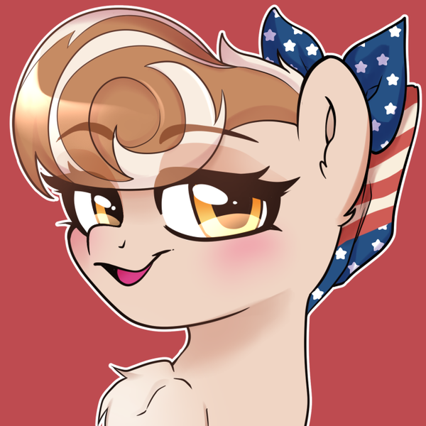 Size: 677x677 | Tagged: safe, artist:techycutie, derpibooru import, oc, oc:cinnamon spangled, earth pony, pony, bandana, bust, cute, female, icon, mare, portrait, solo