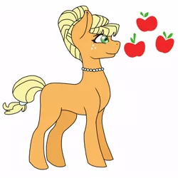 Size: 1000x1000 | Tagged: safe, artist:alilunaa, derpibooru import, applejack, earth pony, blank flank, fancy, jewelry, necklace, pearl necklace, project:chrysalis amiss, solo