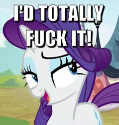 Size: 929x971 | Tagged: episode needed, suggestive, derpibooru import, edit, edited screencap, screencap, rarity, pony, unicorn, caption, cropped, female, i'd fuck it, image macro, lidded eyes, mare, solo, text, vulgar