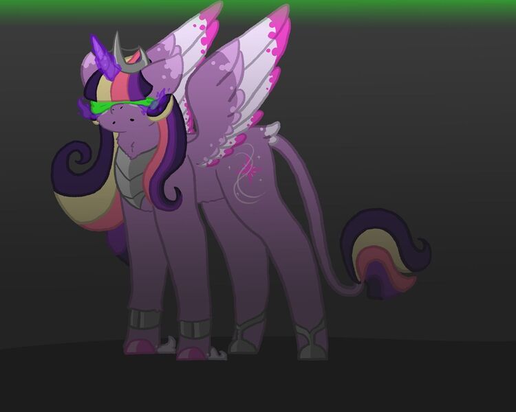 Size: 1280x1024 | Tagged: safe, artist:manglesis, derpibooru import, twilight sparkle, twilight sparkle (alicorn), alicorn, classical unicorn, pony, unicorn, altered cutie mark, alternate timeline, anklet, bevor, chest fluff, chestplate, clothes, cloven hooves, colored wings, colored wingtips, corrupted, corrupted twilight sparkle, crystal war timeline, curved horn, dark, dark equestria, dark magic, dark queen, dark twilight, dark twilight sparkle, dark world, darklight, darklight sparkle, dystopia, dystopian, evil twilight, female, glowing eyes, glowing horn, gorget, horn, jewelry, leonine tail, magic, multicolored wings, neck fluff, possessed, queen twilight, queen twilight sparkle, shoes, short neck, solo, sombra empire, sombra eyes, tiara, tricolor mane, twilight is anakin, tyrant sparkle, unshorn fetlocks, wings