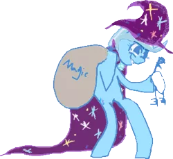 Size: 365x334 | Tagged: artist needed, safe, derpibooru import, trixie, pony, unicorn, cape, clothes, female, hat, key, mare, simple background, solo, transparent background, trixie's cape, trixie's hat