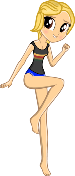 Size: 1220x2859 | Tagged: suggestive, artist:grapefruitface1, derpibooru import, equestria girls, base used, blushing, breasts, clothes, doctor who, equestria girls-ified, feet, jodie whittaker, peace sign, solo, thirteenth doctor