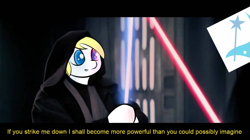 Size: 1280x720 | Tagged: anonymous artist, caption, censorship, derpibooru, derpibooru import, lightsaber, meme, meta, nazi, oc, oc:aryanne, safe, star wars, subtitles, the end of derpibooru, unofficial characters only, weapon