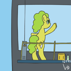 Size: 800x800 | Tagged: safe, artist:vohd, derpibooru import, oc, unofficial characters only, earth pony, pony, animated, bucket, frame by frame, sky, sponge, squigglevision, window