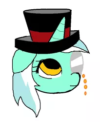 Size: 518x633 | Tagged: artist:buttercupsaiyan, bust, derpibooru import, fancy, floppy ears, hat, head only, lyra heartstrings, monocle, ms paint, portrait, safe, simple background, solo, top hat, white background