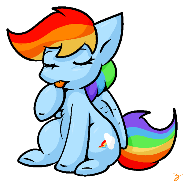 Size: 714x712 | Tagged: safe, artist:zutcha, derpibooru import, rainbow dash, pegasus, pony, behaving like a cat, female, licking, mare, signature, simple background, solo, tongue out, transparent background