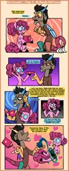 Size: 1781x4406 | Tagged: safe, artist:spuds-mcfrenzy, derpibooru import, discord, pinkie pie, human, book, comic, discopie, female, humanized, magic, male, shipping, straight