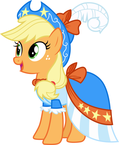 Size: 1280x1558 | Tagged: safe, artist:cloudyglow, derpibooru import, applejack, earth pony, pony, magical mystery cure, clothes, coronation dress, cowboy hat, cute, dress, feather hat, female, freckles, hat, jackabetes, mare, simple background, solo, stetson, transparent background, vector