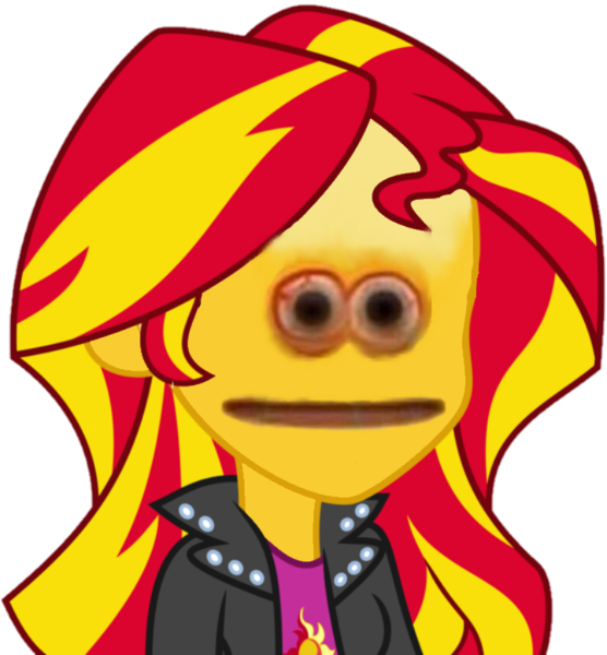 Size: 720x777 | Tagged: safe, derpibooru import, edit, edited screencap, screencap, sunset shimmer, human, equestria girls, cursed emoji, cursed image, emoji, god is dead, meme, nightmare fuel, simple background, solo, stressed emoji, transparent background, uncanny valley, vector, vibe check, wat