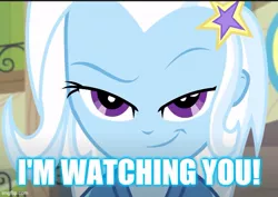 Size: 613x435 | Tagged: safe, derpibooru import, trixie, equestria girls, equestria girls series, forgotten friendship, caption, cropped, image macro, meme, text, trixie yells at everything