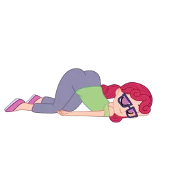 Size: 2952x2952 | Tagged: suggestive, artist:gmaplay, derpibooru import, alizarin bubblegum, equestria girls, alizarin bubblebutt, ass, ass up, butt, eyes closed, face down ass up, female, glasses, simple background, sleeping, slumped, solo, solo female, transparent background