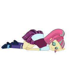Size: 2952x2952 | Tagged: suggestive, artist:gmaplay, derpibooru import, sour sweet, equestria girls, ass, ass up, butt, clothes, crystal prep academy uniform, face down ass up, school uniform, simple background, sleeping, slumped, smiling, solo, sour seat, transparent background