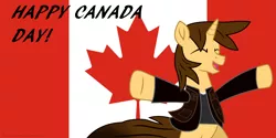 Size: 5000x2500 | Tagged: arms in the air, artist:ejlightning007arts, canada, canada day, canadian flag, celebration, clothes, derpibooru import, eyes closed, oc, oc:ej, open mouth, safe, solo, unofficial characters only