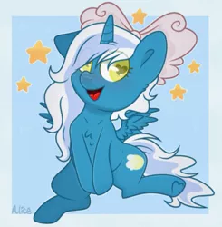 Size: 741x757 | Tagged: adorabelle, alicorn, alicorn oc, artist:glimmermoon3, blushing, bow, chest fluff, chibi, cute, derpibooru import, female, hair bow, heart eyes, horn, mare, oc, oc:fleurbelle, safe, stars, wingding eyes, wings