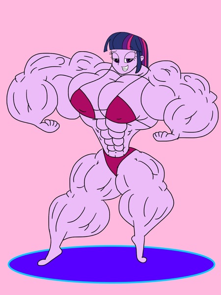 Size: 1536x2048 | Tagged: suggestive, artist:ducklover4072, derpibooru import, twilight sparkle, equestria girls, abs, biceps, big breasts, bikini, bodybuilder, breasts, busty twilight sparkle, clothes, competitor, female, fetish, flexing, flexing muscles, hyper, hyper muscle, looking at you, muscle fetish, muscles, muscular female, overdeveloped muscles, raised eyebrow, swimsuit, thighs, twilight muscle