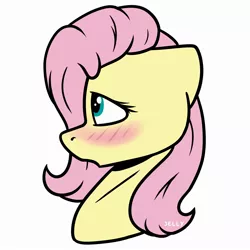 Size: 2000x2000 | Tagged: safe, artist:jellysiek, derpibooru import, fluttershy, pony, blushing, bust, female, floppy ears, looking away, looking up, mare, open mouth, portrait, profile, simple background, solo, white background