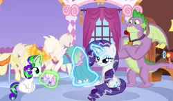 Size: 1227x720 | Tagged: safe, artist:mlplary6, derpibooru import, rarity, spike, dracony, dragon, hybrid, pony, family, female, interspecies offspring, male, offspring, older, older spike, parent:rarity, parent:spike, parents:sparity, shipping, sparity, straight, winged spike