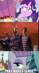 Size: 500x937 | Tagged: safe, artist:dex stewart, derpibooru import, edit, edited screencap, screencap, maud pie, starlight glimmer, earth pony, human, pony, unicorn, caption, i like kites, image macro, mandilok, meme, obscure reference, power rangers, power rangers wild force, text